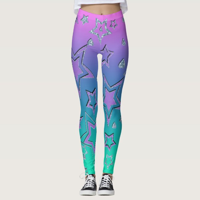 Weihnachts-Gradienten-Glitzer glänzen Konfetti-Ste Leggings (Vorderseite)