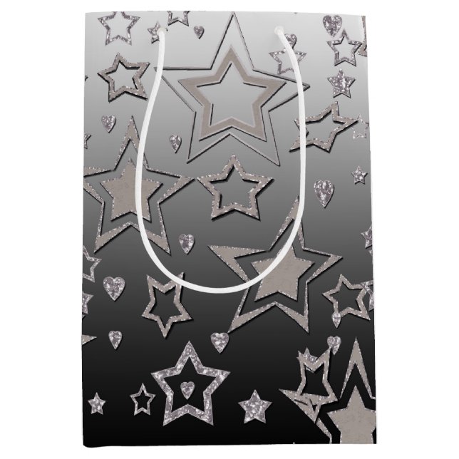 Weihnachts-Gradienten-Glitzer glänzen Konfetti-Ste Mittlere Geschenktüte (Vorderseite)