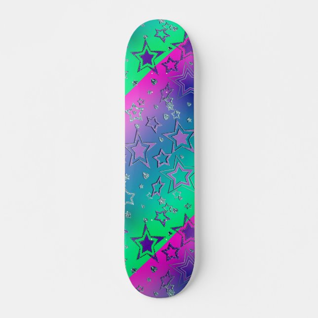 Weihnachts-Gradienten-Glitzer glänzen Konfetti-Ste Skateboard (Vorne)