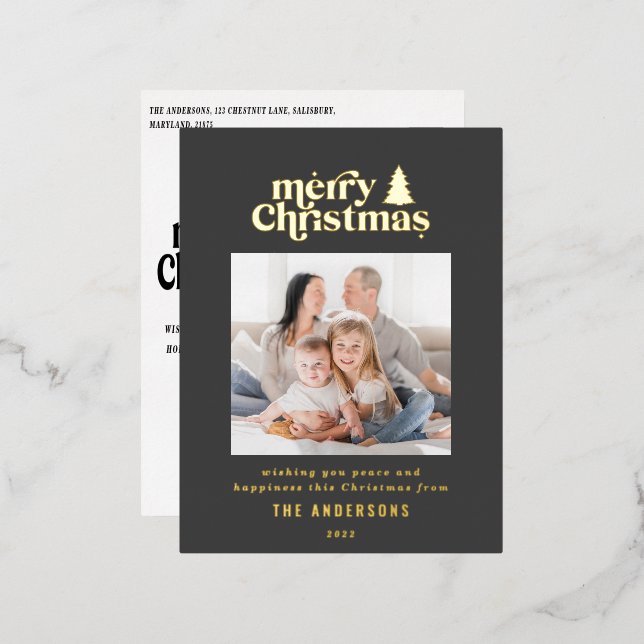 Weihnachts-Grafik-Foto Folien Feiertagspostkarte (Vorderseite/Rückseite)