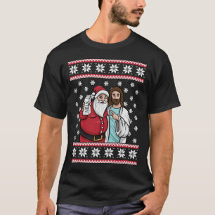 Weihnachts Grafik Santa und Jesus Jingle Bros Milk T-Shirt