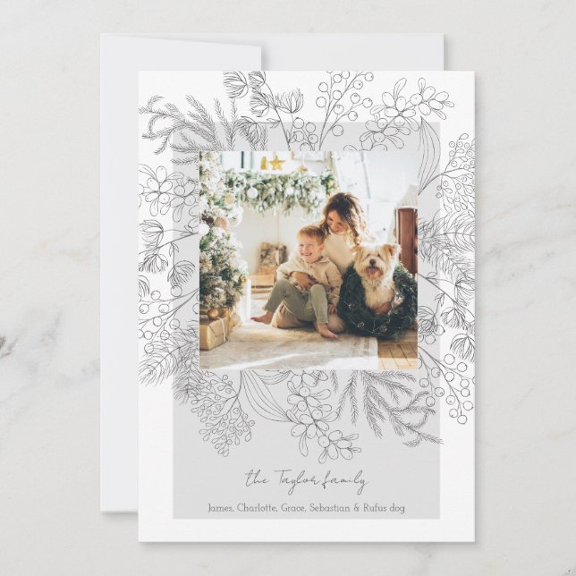 Weihnachts-Grau-Winter-Foliage-Foto Feiertagskarte (Vorderseite)