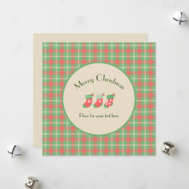 Weihnachts-Green-basierte Kariert-Flat-Weihnachtsk Feiertagskarte