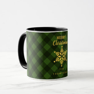 Weihnachts Green Black Buffalo Kariert Star Snowfl Tasse