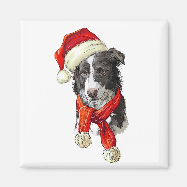 Weihnachts-Grenzcollie-Hund Magnet (Vorne)