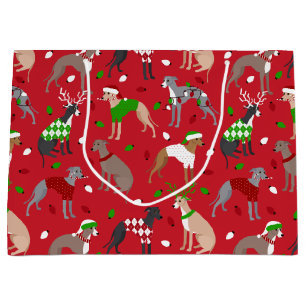 Weihnachts-Greyhound-Hund Große Geschenktüte