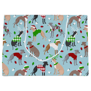Weihnachts-Greyhound-Hund Große Geschenktüte