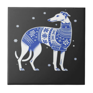 Weihnachts-Greyhound-Hund mit hässlichem Pullover Fliese