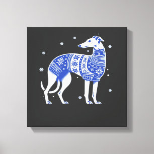 Weihnachts-Greyhound-Hund mit hässlichem Pullover Leinwanddruck