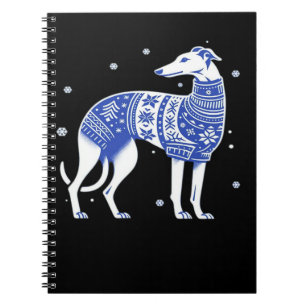 Weihnachts-Greyhound-Hund mit hässlichem Pullover  Notizblock