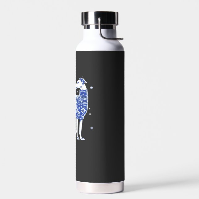 Weihnachts-Greyhound-Hund mit hässlichem Pullover  Trinkflasche (Links)