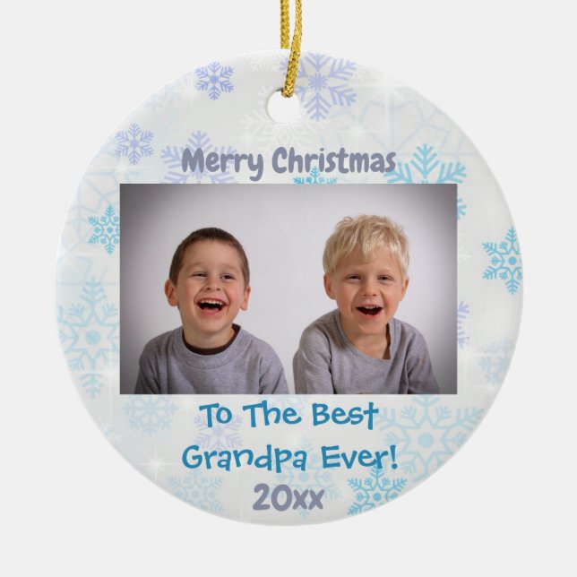 Weihnachts Großeltern Grandchildren Foto Keramik Ornament (Vorne)