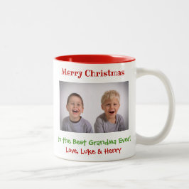Weihnachts Großmutter Großkinder Custom Foto Zweifarbige Tasse