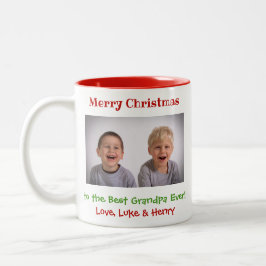 Weihnachts Großvater Großkinder Custom Foto Zweifarbige Tasse