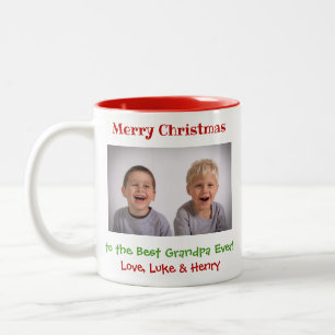 Weihnachts Großvater Großkinder Custom Foto Zweifarbige Tasse