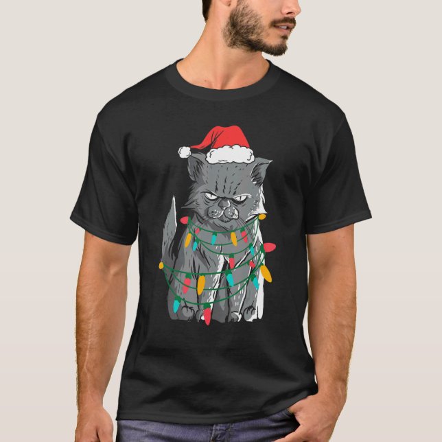 Weihnachts Grumpy Cat Ugly Sweater Kostüm T-Shirt (Vorderseite)