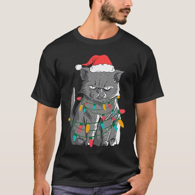 Weihnachts-grumpy-Katze als hässliches Sweatshirt- T-Shirt (Vorderseite)