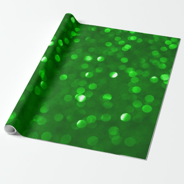 Weihnachts-Grün Bokeh Glitzer Print Geschenkpapier (Ungerollt)