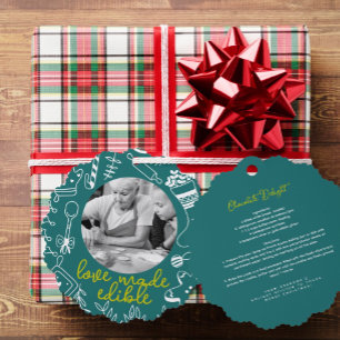 Weihnachts-Grün-Foto-Feiertag Backornament Karte