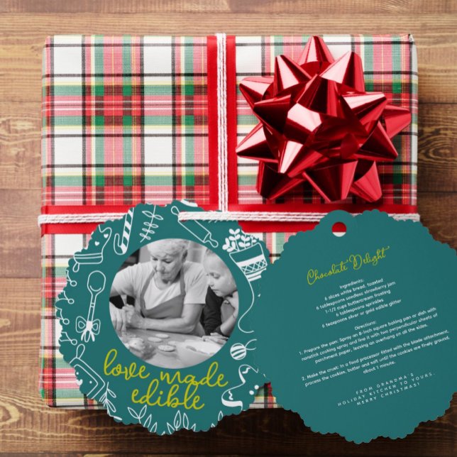 Weihnachts-Grün-Foto-Feiertag Backornament Karte (Von Creator hochgeladen)