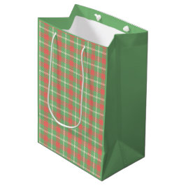 Weihnachts-Grün-Kariert Mittlere Geschenktüte