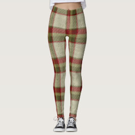 Weihnachts Grün und Rot Kariert Knetmuster Leggings
