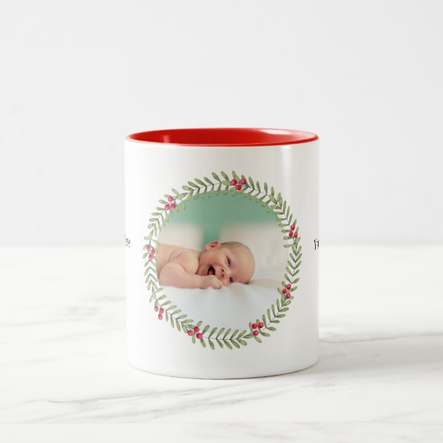 Weihnachts-Grüne Feiertage Foto Kaffee Tasse (Mittel)