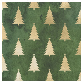 Weihnachts-Grüne Goldbäume Stoff
