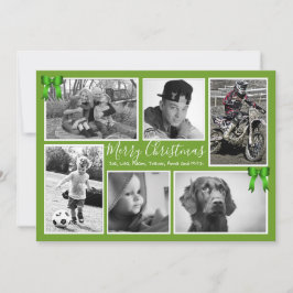 Weihnachts-Grüne Großfamilie Foto Collage Cards Feiertagskarte
