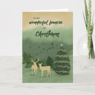 Weihnachts Grüne Landschaft mit Baum Karte
