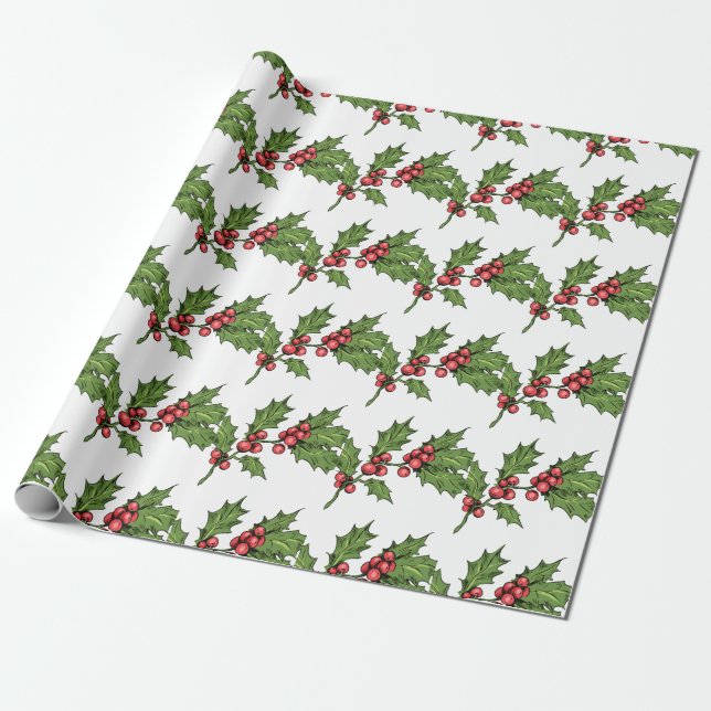 Weihnachts-Grüne Mistletoe Musterpapier Geschenkpapier (Ungerollt)