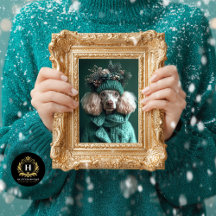 Weihnachts-Grüne Poodle-Portrait