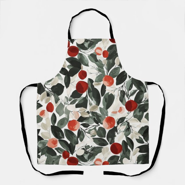 Weihnachts Grüne rote Berries Schürze (Vorderseite)