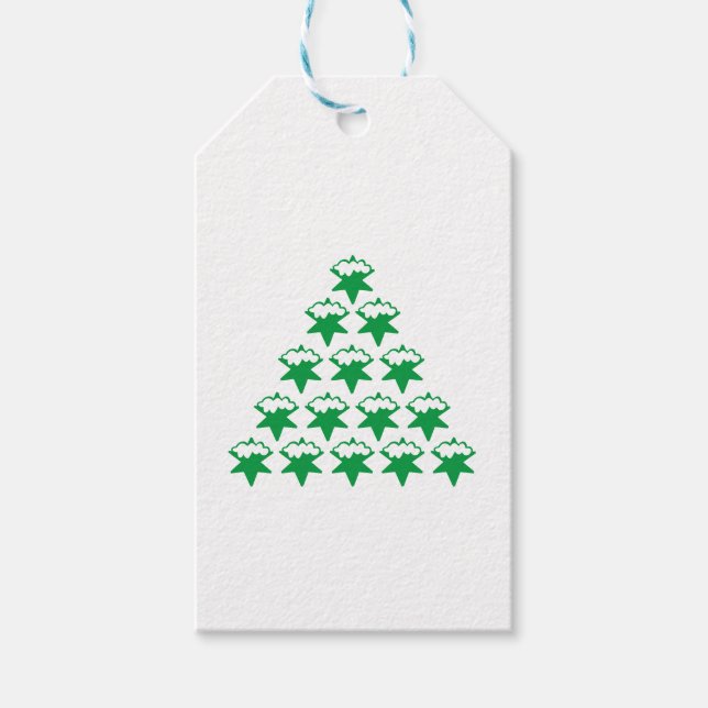 Weihnachts-Grüne-Schneesterne-Baum Geschenkanhänger (Vorderseite)