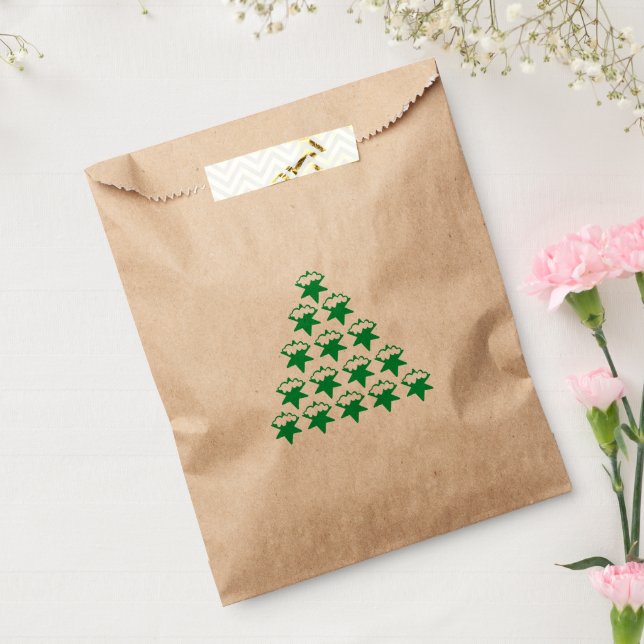 Weihnachts-Grüne Schneesterne Baum, weißer Hinterg Geschenktütchen (Versiegelt)