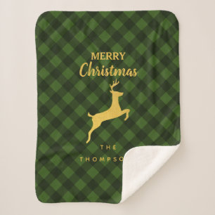 Weihnachts-Grüne und Schwarze Buffalo Kariertes Hi Sherpadecke