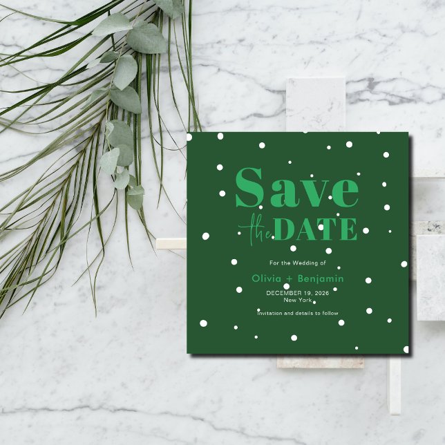Weihnachts-Grüne Winterhochzeit Save the Date Einladung (Christmas Green Winter Wedding Save The Date Invitation)