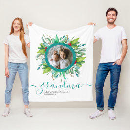 Weihnachts-Grüner Kranz-Foto Personalisiert Fleecedecke