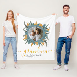 Weihnachts-Grünes Orangenkranz-Foto Personalisiert Fleecedecke