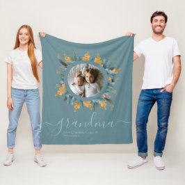 Weihnachts-Grünes Orangenkranz-Foto Personalisiert Fleecedecke