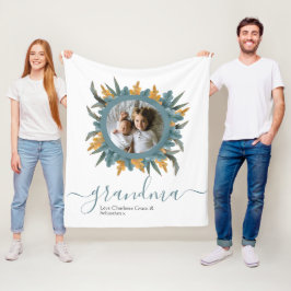 Weihnachts-Grünes Orangenkranz-Foto Personalisiert Fleecedecke