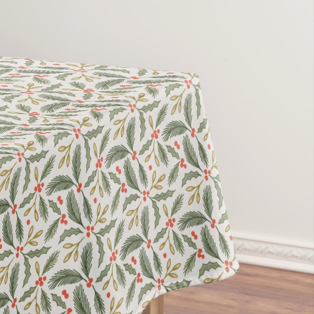 Weihnachts-Grüntöne, Holly und Pine-Design Tischdecke (Beispiel)