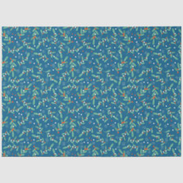 Weihnachts-Grüntöne mit Holly Berries Blue White Seidenpapier