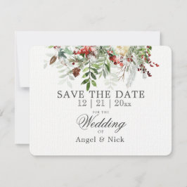 Weihnachts-Grüntöne SAVE THE DATE Hochzeitkarte