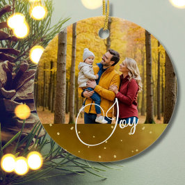 Weihnachts Gruß Foto Joy Gold Keramik Ornament