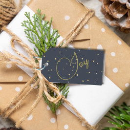Weihnachts Gruß Joy Blue Gold Farbe Geschenkanhänger