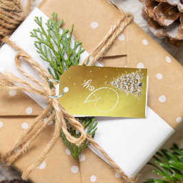 Weihnachts Gruß Joy Gold Farbbaum Geschenkanhänger