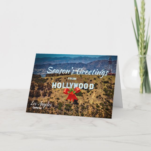 Weihnachts-Grüße aus Hollywood Los Angeles Card Dankeskarte (Vorderseite)