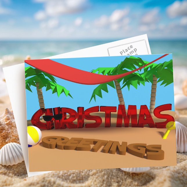 Weihnachts Grüße Beach Urlaub Postkarte (A fun and festive postcard to send to your family and friends)