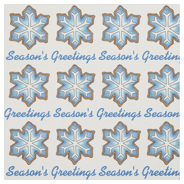 Weihnachts-Grüße Blauer Schneeflocken Schnee Stoff (Muster)